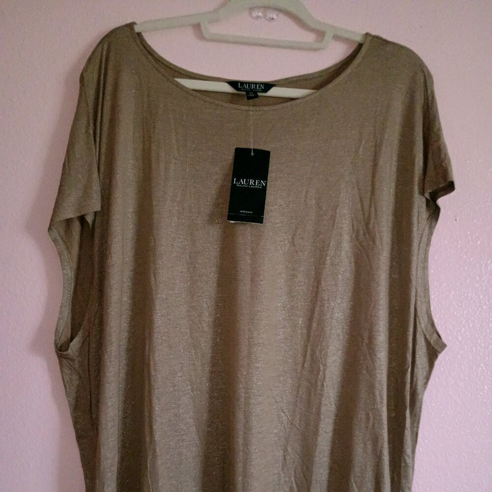 Lauren Ralph Lauren Gold sparkle -round neck Nwt size 3x